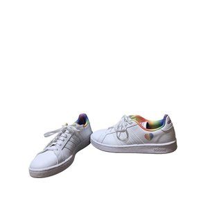 adidas Grand Court Rainbow Pride Sneakers, Women's Size 9 White MSRP $55